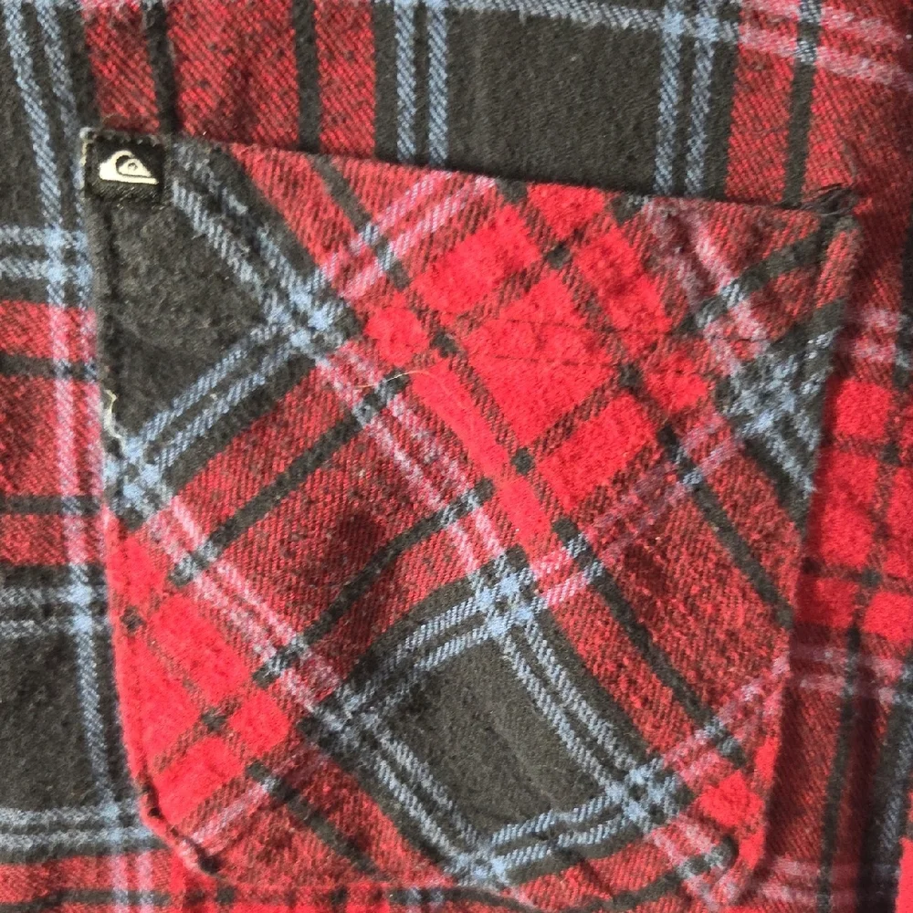 Quiksilver Red and Navy Plaid Flannel Shirt - Picture 3 of 5